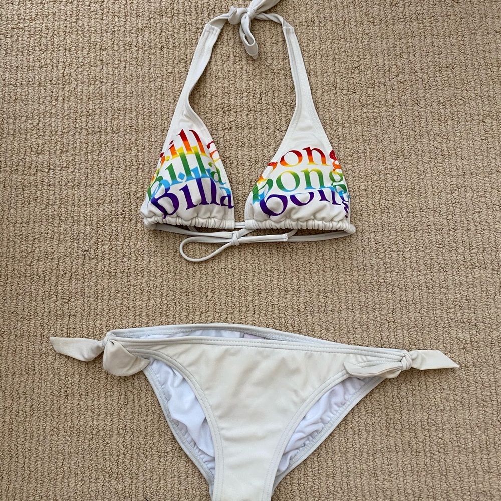 Billabong white & rainbow logo bikini